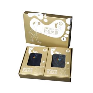 HSP 장생보법 양말 선물세트(남성용/네이비,차콜2족 세트) L